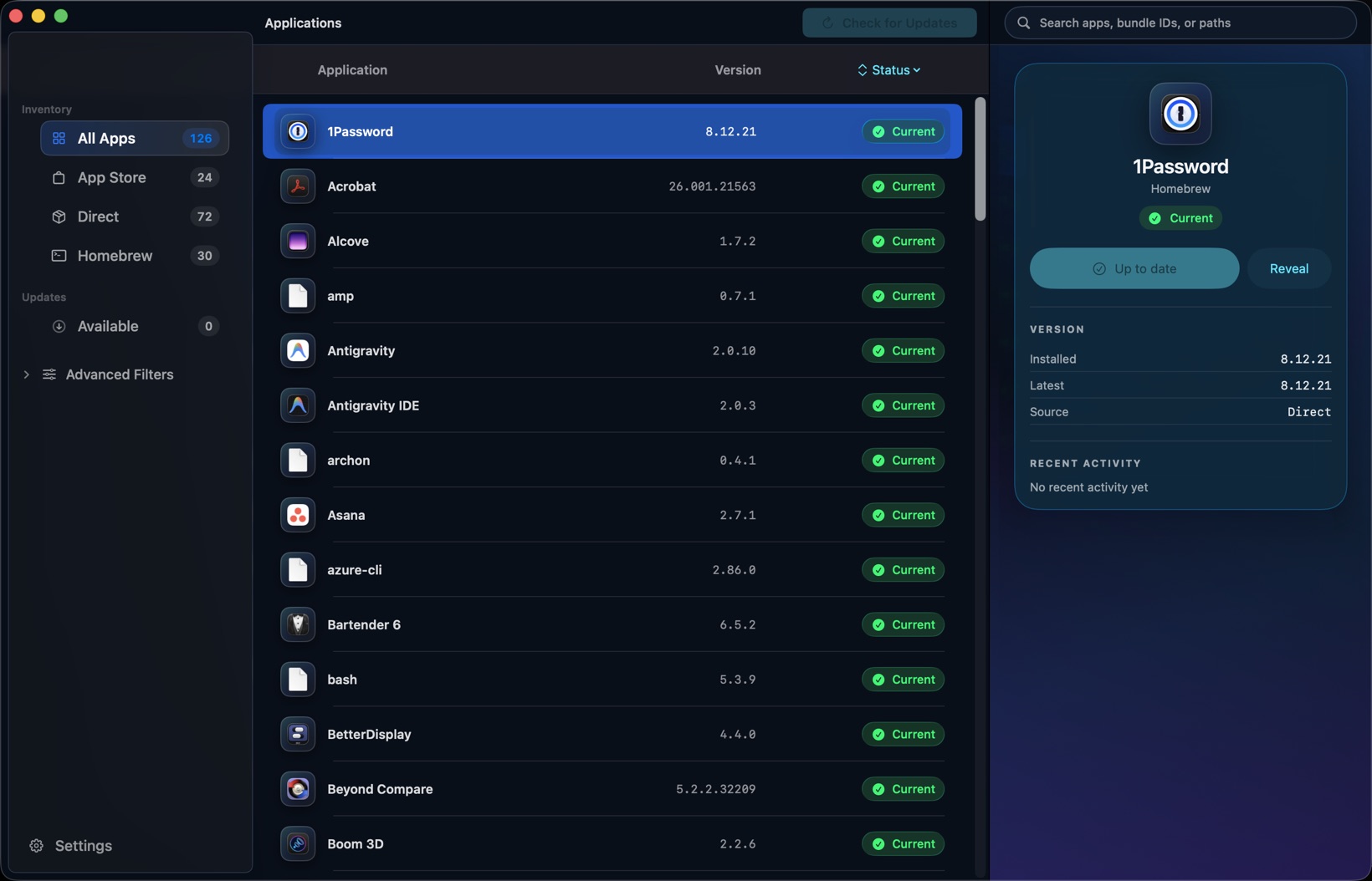 macCurrent update review screen
